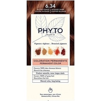 PHYTO Безамонячна боя за коса Медено русо, Phyto Phytocolor Hair Dye no Ammonia 6.34 Dark Intense Copper Blonde 50ml
