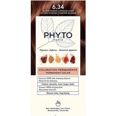 PHYTO Безамонячна боя за коса Медено русо, Phyto Phytocolor Hair Dye no Ammonia 6.34 Dark Intense Copper Blonde 50ml