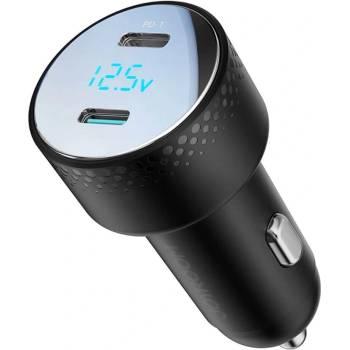 JOYROOM Digital Display Dual USB-C Fast Car Charger 70W PD - зарядно за кола с 2xUSB-C изходи с технология за бързо зареждане и дисплей (черен)