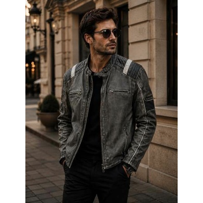 Max Original Leather Pánska kožená bunda MARINO grey ruboff