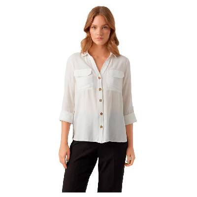 Риза с дълъг ръкав Vero moda Bumpy New long sleeve shirt - White (Snow White)