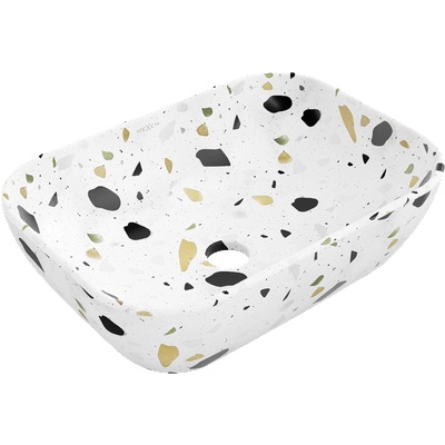 Mexen Rita плотно монтирана мивка 45 x 32 см, бял камък терацо - 21084587 (21084587)