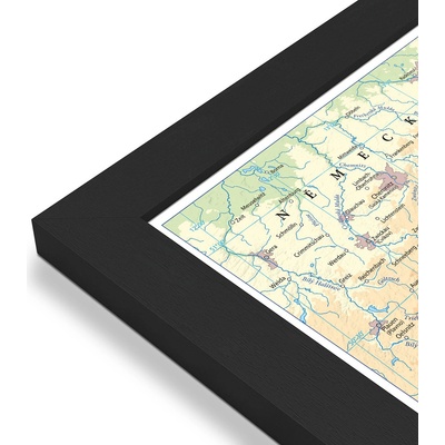 Excart Maps ČR - nástěnná obecně zeměpisná mapa 198x126 cm Varianta: mapa v dřevěném rámu, Provedení: Pegi černý