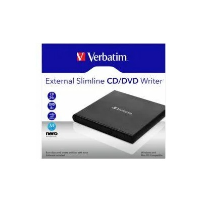 Verbatim Външно DVD записващо устройство Verbatim External Slimline CD/DVD, Черен