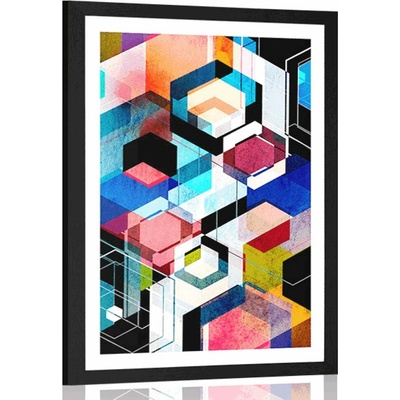Plakát s paspartou abstraktní geometrie - 30x45 black