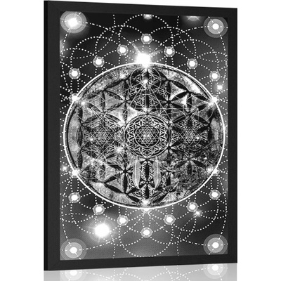 Plakát okouzlující Mandala v černobílém provedení - 60x90 white
