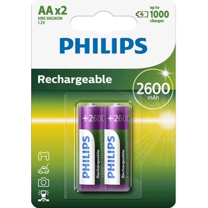 Philips Rechargeable презареждаща батерия HR6 AA, 2600 mAh, 2-blister (R6B2A260/10)