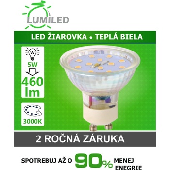 Solight LED žiarovka bodová 5W GU10 4000K 400lm biela