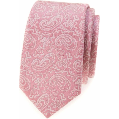 Slim kravata se vzorem Paisley pudrově růžová