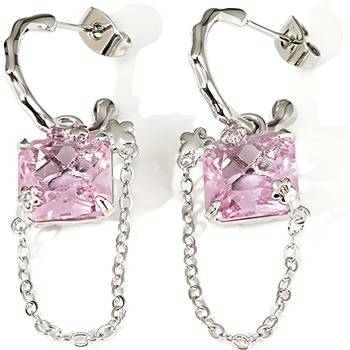 HARAHU Обеци na-20889 - Сребърна / Розова kp20889 (na-20889)