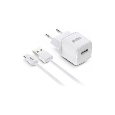 Urban Factory Мрежово зарядно устройство, 1xUSB-A, 12W, кабел USB-A към USB-C, URBAN FACTORY PSC25UF (PSC25UF)