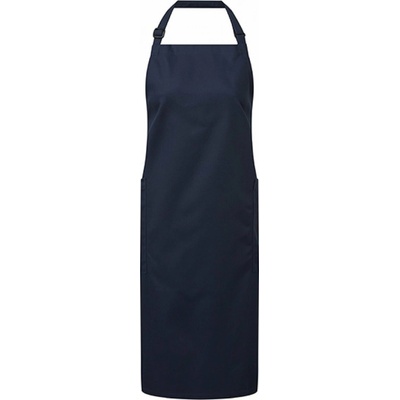 Premier Workwear Vysokogramážová fairtrade zástěra z organické bavlny 2 boční kapsy modrá námořní Pantone 533C 86x72cm PW120