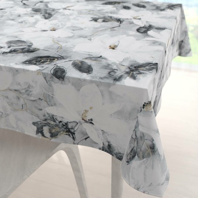 Biante Sametový ubrus Tamara TMR-006 Designové květiny na šedém 100x100 cm