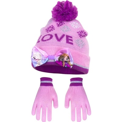 růžová čepice a rukavice Frozen II Love