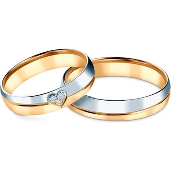 SAVICKI Сватбени халки: двуцветно злато, полукръгли, 4, 5 мм