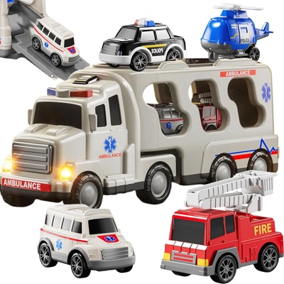 Woopie velká sada AUTA ZVUK SVETLO SANITKA POLÍCIA STRÁŽ 7v1