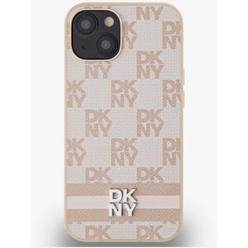 DKNY Заден капак от полиуретанова кожа с кариран модел и райета за iPhone 13 Pink DKNY DKNY | Rozov | ЖЕНИ | UNI