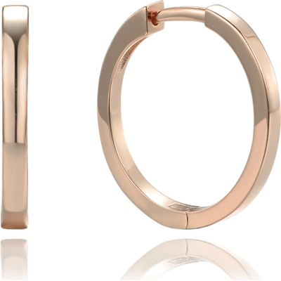 MINET 1369 Rose gold stříbrné náušnice hranaté kruhy 2 cm