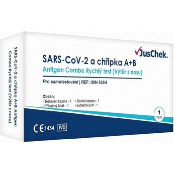 JusChek SARS-CoV-2 a chřipka A-B antigen.test 1 ks