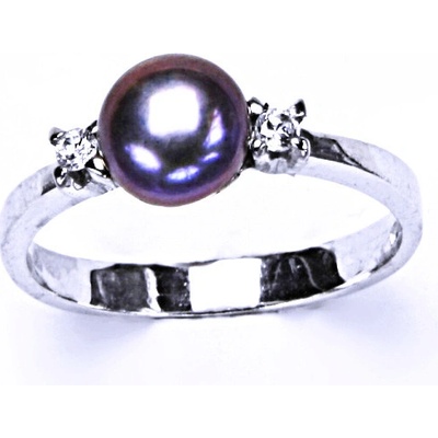 Čištín Stříbrný zirkon přírodní perla černá T 1207 pp