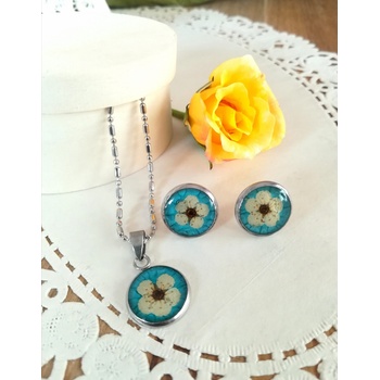 Meganflo Комплект бяла върбинка на тюркоазен фон