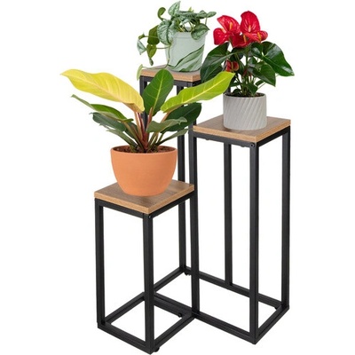 Ruhhy Kovový 3-úrovňový stojan na kvety Loft 67 cm čierny
