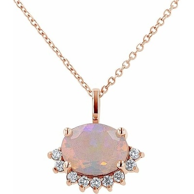 Eppi Half halo přívěsek s oválným opálem a diamanty Reverie P47080
