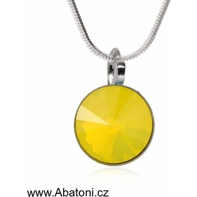 Swarovski Elements Stříbrný náhrdelník (přívěsek + řetízek) žlutý kulatý 54001.3 Yellow Opal