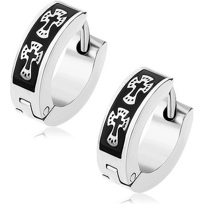 Šperky eshop lesklé ocelové barvy černý pás křížky R37.12