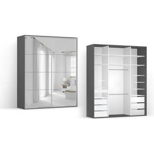 BRW Гардероб FLEX 200.7 / 66 / 240 см огледало (16/200-66-240/gray/lustro/flex/brw)