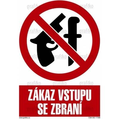 Grafiko | Zákaz vstupu se zbraní - Text obrázku Zákaz vstupu se zbraní, Materiál Hliník, Rozměr 297x210mm