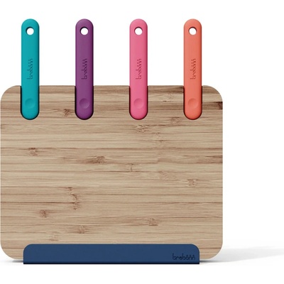 Trebonn Дъска за рязане с вградени ножове Trebonn Block 1320109, 4 ножа, 30x20 см, Бамбук, Японска стомана, Многоцветен (Block 1320109)