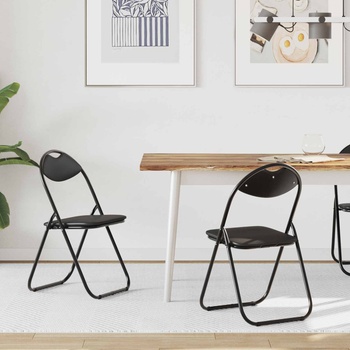 vidaXL Сгъваем стол 2 pcs Черен 48 x 43, 5 x 81 см Изкуствена (42029060)