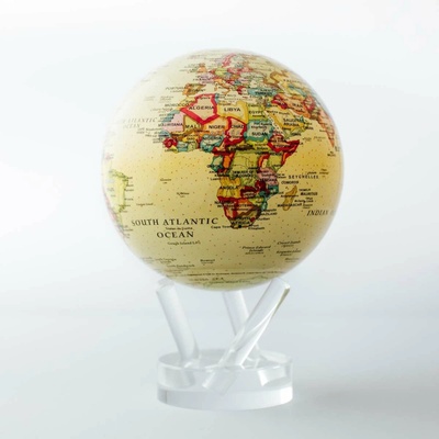 MOVA Žltá politická mapa samootáčací magnetický glóbus 6in / 15,3cm