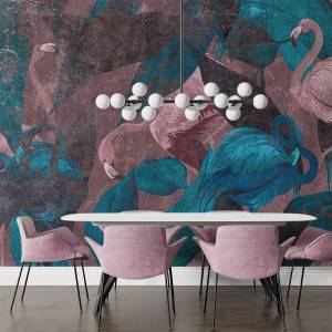 Art Gift Decor Фототапет Розово и синьо фламинго