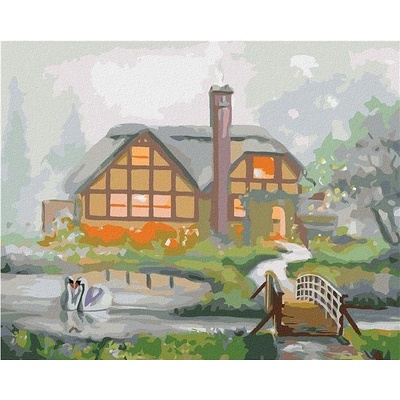 zuty Malování Podle Čísel Labutě A Dům V Mlze D. Rusty Rust 40 x 50 Cm Plátno Rám
