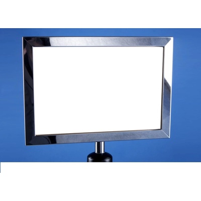 Nerezový informační rámeček pro sloupky s pásem 2,7m Název: Formát A4 vertikálně, kovový úchyt