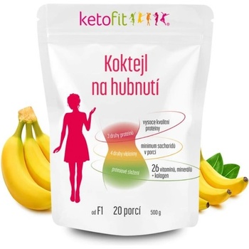 KetoFit Banánový koktejl 500g 20 porcí