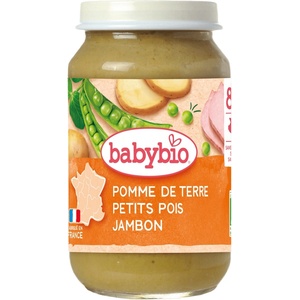 Babybio Био зеленчуково пюре Babybio - Картофи, зелен грах и шунка, 8 м+, 200g (3288131500508) - baby
