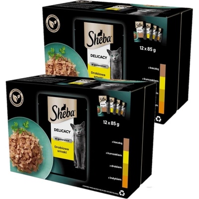 SHEBA Delikatesa v želé s kuracím morčacím kačacím hydinovým mäsom 24 x 85 g