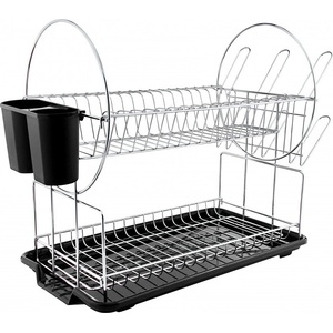 HausRoland Сушилник за съдове HausRoland HR302-1/HR302-2, 2 нива, Хром/Черен - Код G9163 (G9163-6954125106229)