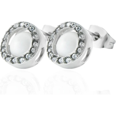 BM Jewellery Náušnice keramické se zirkony bílé z chirurgické oceli S11269105