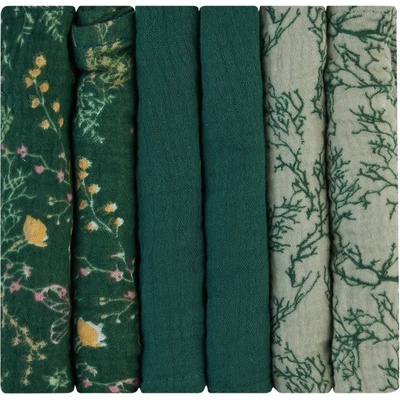 KikkaBoo Plienky mušelínové 30x30 cm Secret Garden Green 6ks