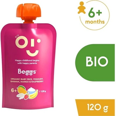 Beggs BIO vrecko ryža s jogurtom banán mango a malina 120 g