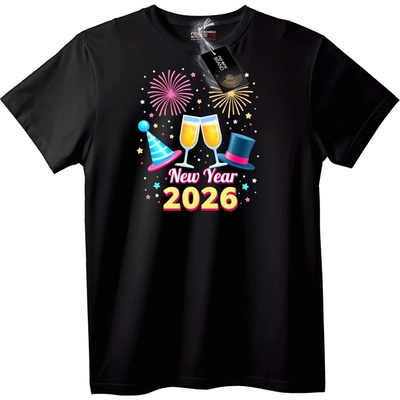 NOONEBRAND Тениска Нова Година 2026 - 4XL, Black