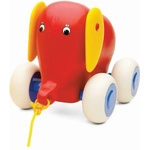 Viking Toys Слонче Бебе за дърпане Viking Toys, 14 cm, червено (1312-red_elephant)