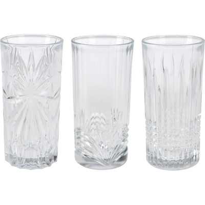 Excellent EH Houseware Sada 3 sklenic se vzorem transparentní 380 ml