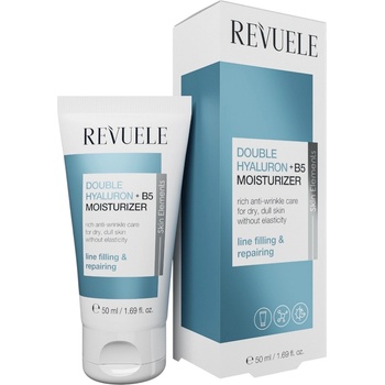 Revuele Double Hyaluron + B5 Moisturizer, богат хидратиращ анти-ейдж крем за суха и уморена кожа, 50 ml
