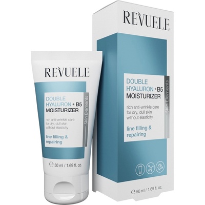 Revuele Double Hyaluron + B5 Moisturizer, богат хидратиращ анти-ейдж крем за суха и уморена кожа, 50 ml
