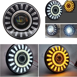  Универсален 7 инча 18см led халоген 12v-24v къси/дълги с drl дневни светлини мигач бяло-жълто за АТВ
